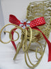 Sleigh Holiday Christmas Wire Gold Red Polka Dot Bow Bling Flower Accent - JAMsCraftCloset