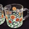 Tea Cups Mugs Hand Painted Silver Gold Bronze HAPPY DOT Flowers Set of 2 - JAMsCraftCloset