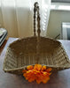 Basket Flower Girl Brownish Gray Wicker Orange Silk Flower Bling for Accents Wedding Accessory - JAMsCraftCloset
