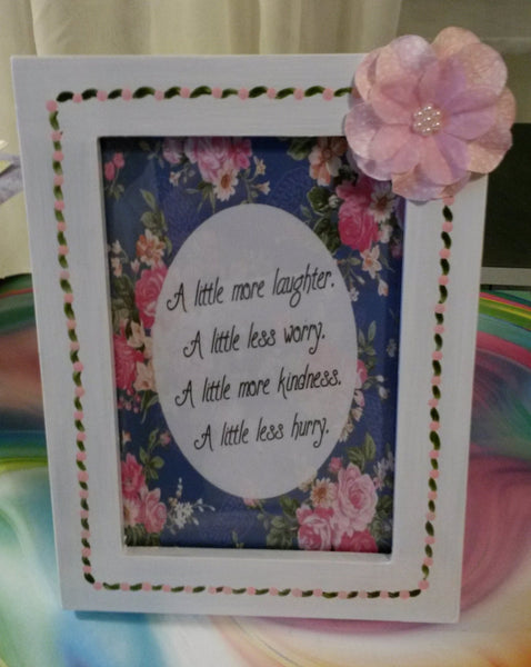 Picture Frame Pink Blue Hand Painted Positive Saying Wall Art - JAMsCraftCloset