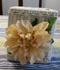 Tissue Box Cover UpCycled Cottage Chic Vintage White Wicker Large Tan Flower Home Decor Country Decor Bath Decor Unique One of a Kind Gift - JAMsCraftCloset