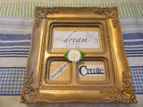 Positive Sayings Framed Vintage Gold Ornate Frame Dream Imagine Create - JAMsCraftCloset