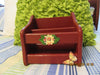 Napkin Holder Tuscan Red Hand Painted Wooden Flower Butterfly Accents - JAMsCraftCloset