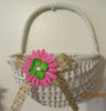 Basket Flower Girl White Wicker Wall Hanging Basket With A Burlap Bow Wedding Accessory Table Decor - JAMsCraftCloset