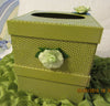 Tissue Box Holder Metal Light Olive Green Pale Green Paper Roses - JAMsCraftCloset
