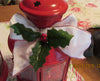 Lantern Up-Cycled Red Tea Light With White Bow and Holly Accents Lighting - JAMsCraftCloset
