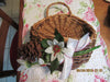 Basket Hanging Natural Wicker White Poinsettias Pine Cone White Bow - JAMsCraftCloset