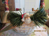 Basket Wicker Vintage White Ribbon Wrapped Handle, Gold Bow  Pine Needles and Santa Holiday - JAMsCraftCloset