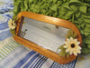 Mirror With Hooks Wooden Off White Flowers Green Leaves Accents - JAMsCraftCloset