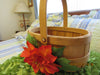 Basket Flower Girl Natural Reddish Orange Silk Flower Accent Wedding Accessory - JAMsCraftCloset