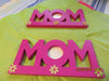 Shelf Sitter MOM Wooden Frame Cutout  Hot Pink with Paper Flowers Bling - JAMsCraftCloset