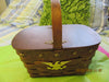 Basket Purse or Sewing Container With Eagle Brass Stars Natural Vintage - JAMsCraftCloset