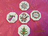 Christmas Ornaments Ceramic Tile Set of 5 Snowflake Christmas Tree Wreath Santa Angel Holiday - JAMsCraftCloset