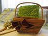 Basket Gathering Large Woven Vintage with Burgundy Green Woven Decoration - JAMsCraftCloset