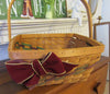 Basket Gathering Large Woven Vintage with Burgundy Green Woven Decoration - JAMsCraftCloset