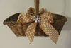 Basket Flower Girl Wedding Table Decor Woven Rectangle Gold Bows White Stars Crystal Flower - JAMsCraftCloset