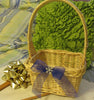 Basket Flower Girl Wicker Rectangle Natural Wicker Blue Gauze Bow - JAMsCraftCloset