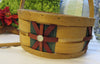 Basket Vintage Woven Red Green Inserts Added Blink Red Bow With Gold Trim - JAMsCraftCloset