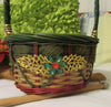 Basket Flower Girl Vintage Woven Green Red Basket with Gold Trim Wedding Accessory Table Decor - JAMsCraftCloset