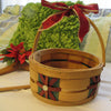 Basket Vintage Woven Red Green Inserts Added Blink Red Bow With Gold Trim - JAMsCraftCloset
