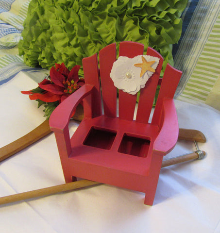 Salt and Pepper Holder Beach Adirondack Chair With White Paper Flower and Starfish Accents - JAMsCraftCloset