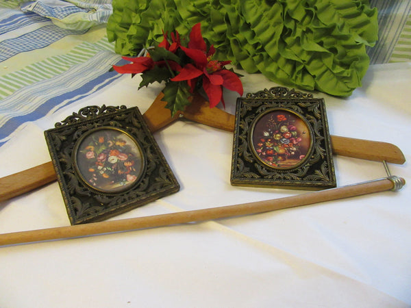 Wall Decor Floral Vintage Victorian Metal Framed Flower Bouquets Made in Italy - JAMsCraftCloset