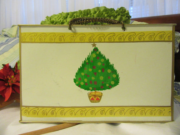Basket Metal Vintage Holiday Hand Painted Christmas Tree Accent - JAMsCraftCloset