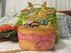 Tin Basket With Bunnies and Bows for Accents Rounded Front and Flat Back Vintage Metal Easter - JAMsCraftCloset
