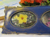 Picture Frame Floral Vintage Plastic Antiqued Blue Gold  Made in China Wall Art - JAMsCraftCloset