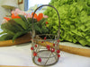 Basket Tiny 5 by 3 by 3 Inches Wire With Rust Colored Beads Shelf Sitter - JAMsCraftCloset