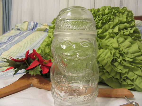 Candy Jar Santa Vintage Holiday Glass Collectible Container Made in Canada - JAMsCraftCloset