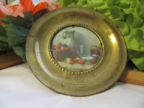 Wall Plate Brass Vintage 1950s Round Plaque Made in England Wall Art - JAMsCraftCloset