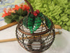Wire Apple With Lid Vintage Copper Green Plastic Leaves Red Berries - JAMsCraftCloset