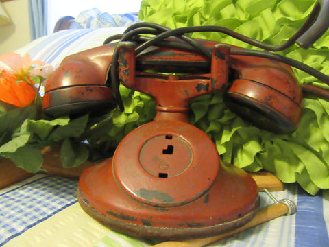 Telephone Handset Vintage RED Western Electric Bell System D1 F1 Type 202 - JAMsCraftCloset