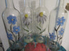 Bottles Hand Painted Vintage White Daisies Blue Flowers Wedding Table Decor - JAMsCraftCloset