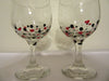 Wine Stemware Glasses Hand Painted Barware Drinkware Set of 2 Black White With Red Hearts Kitchen Decor Party Glasses One of a Kind Gift JAMsCraftCloset