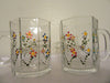 Mugs Clear Glass Hand Painted Floral Set of 2 Metallic Paints Used - JAMsCraftCloset