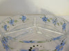 Candy Dish Clear Glass Hand Painted Round Blue Floral Wedding Centerpiece - JAMsCraftCloset