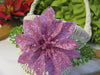 Basket Wall Hanging Flat Back White Wicker Light Purple Poinsettia Holiday - JAMsCraftCloset