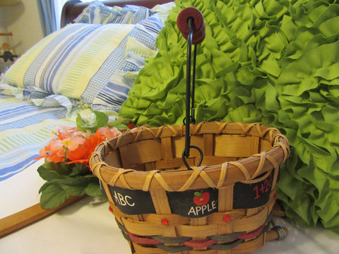 Basket Teacher Oval With Bling and ABC Apple Ribbon Accents - JAMsCraftCloset