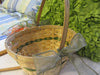 Basket Flower Girl Natural Basket Green Woven Design Wedding Accessory - JAMsCraftCloset