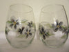 Glasses Hand Painted Clear Water, Soda, Etc  Painted With Black Flower Accents Set of 2 - JAMsCraftCloset