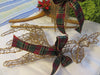 Reindeer Wire Sparkly Vintage Table Holiday Red Green Gold Bows SET Of Two - JAMsCraftCloset