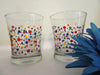 Glasses Rock Water Hand Painted Clear Glass Dot Red, Blue, Orange, Green, Yellow Dots Set of Two - JAMsCraftCloset