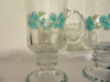 Mugs Floral Hand Painted in Aqua White Set of TWO - JAMsCraftCloset