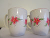 Mugs Cups Hand Painted Red Floral Corelle Stoneware Classic Cafe White Red Rimmed SET of 4 - JAMsCraftCloset