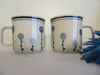 Cups Mugs Coffee Tea Hand Painted Blue Floral EHI  Set of 2 - JAMsCraftCloset