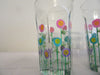 Water Glasses Hand Painted Clear Glass Pink Turquoise Purple HAPPY DOT Flower Design  Set of TWO - JAMsCraftCloset