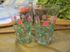 Water Glasses Hand Painted Clear Glass Pink Turquoise Purple HAPPY DOT Flower Design  Set of TWO - JAMsCraftCloset