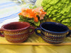Soup Bowls Unique One of A Kind Hand Painted Special Gold Silver Bronze Dots Set of Two One is Navy and the Other is Rust Drinkware Gift JAMsCraftCloset